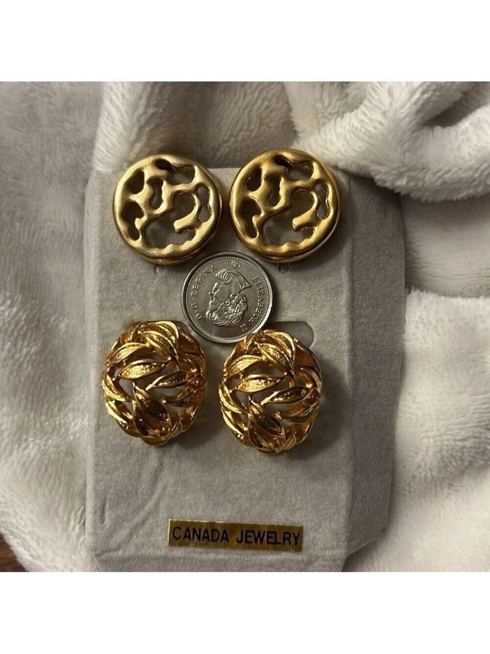 2 pair vintage Canadian Made D’Orlan gold plated clip on earrings